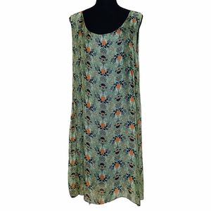 M Made in Italy Silk Blend Floral Swing Dress Women's Sz Large